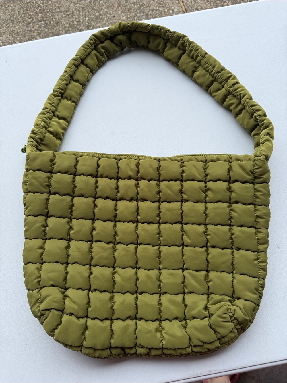 Madison West Olive Puff Quilted Shoulder Bag